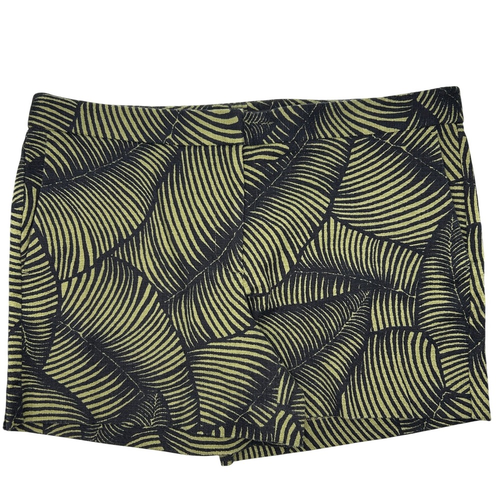 Ann Taylor Devin City Shorts Green Palm Print Pockets Career Casual Womens Sz 12